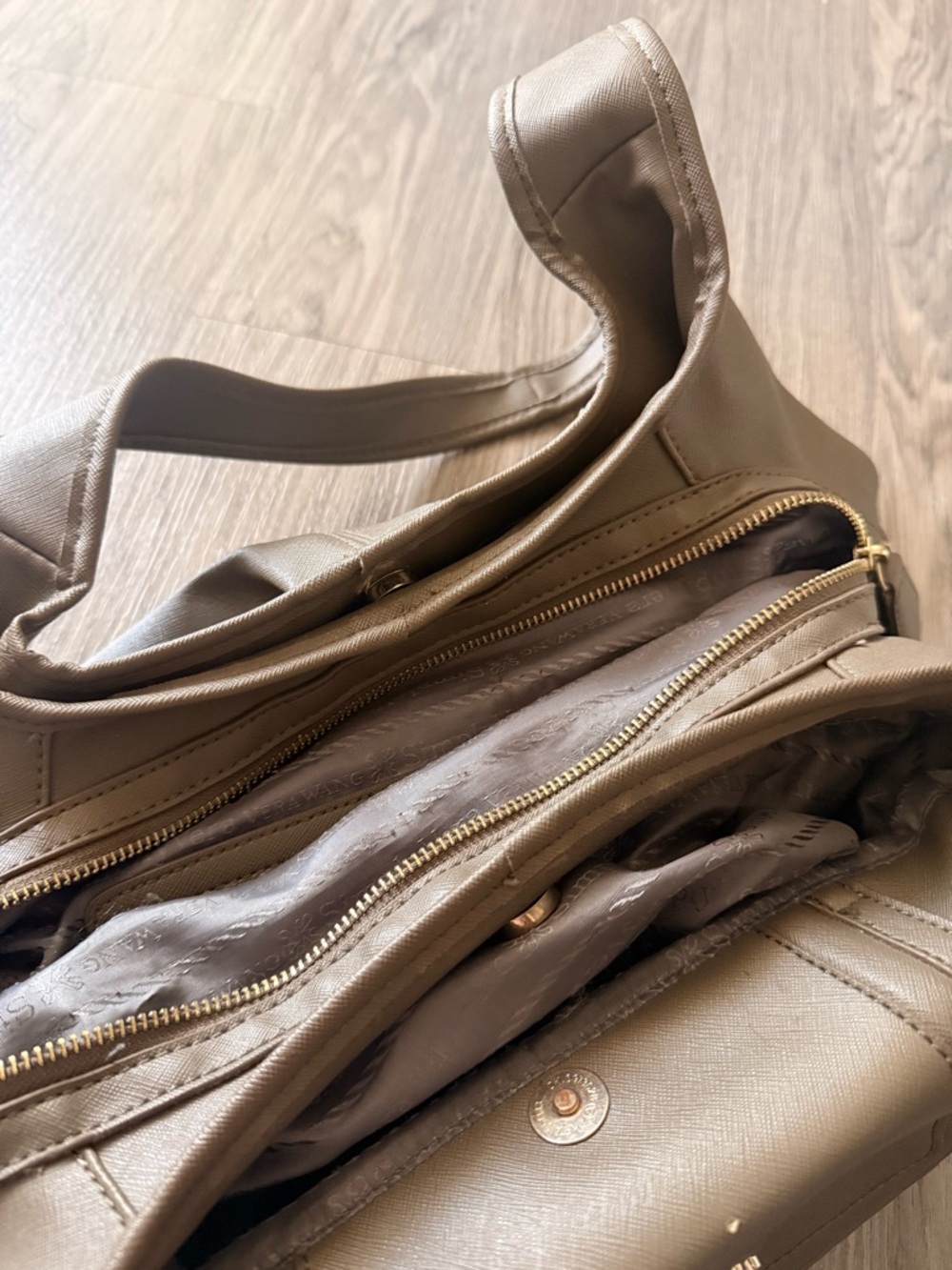 Simply Vera Vera Wang Taupe Shoulder Bag with Logo Detail - Picture 3 of 6